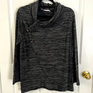 Black and gray long sleeve sweater with buttons